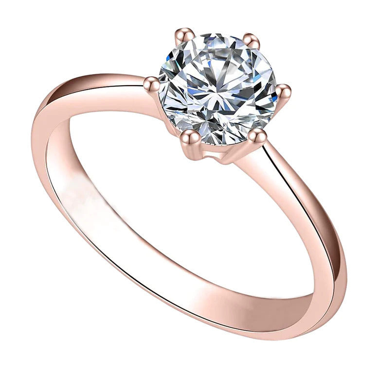 Paris Jewelry 18K Rose Gold 3ct Created White Sapphire Round Engagement Wedding Ring Plated Size 4 Image 1