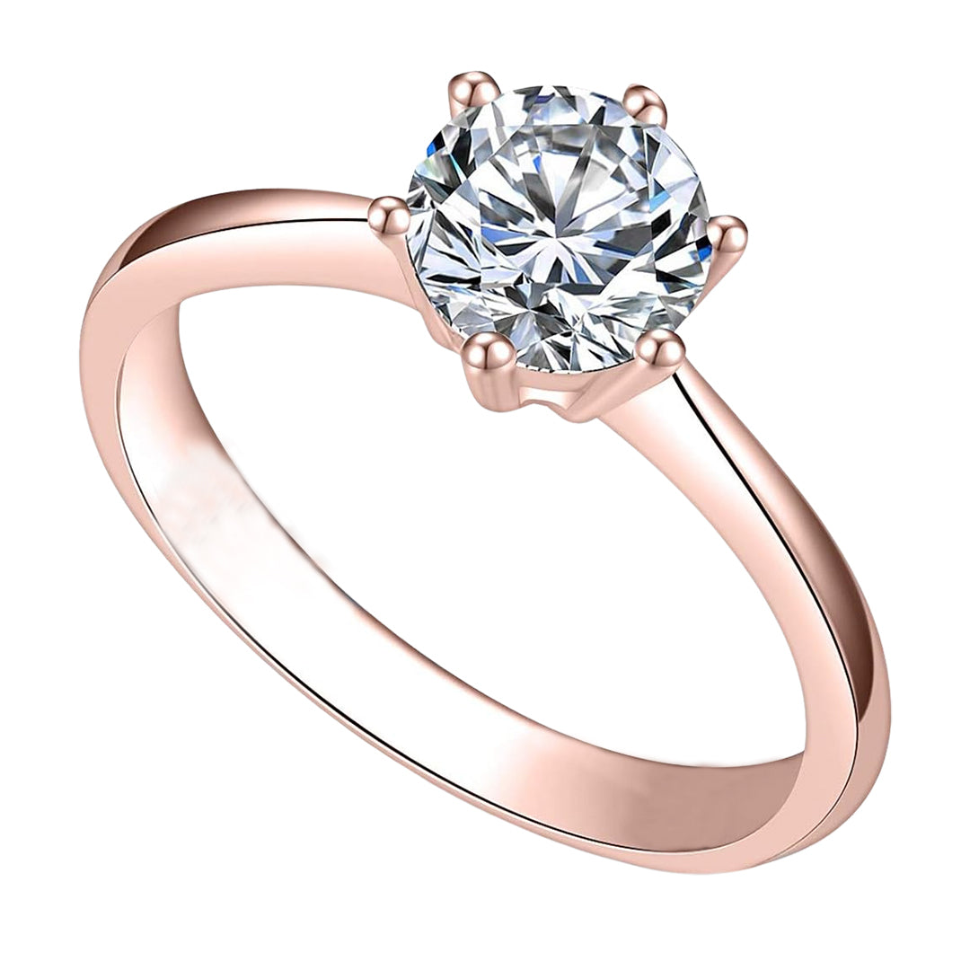 Paris Jewelry 18K Rose Gold 3ct Created White Sapphire Round Engagement Wedding Ring Plated Size 5 Image 1