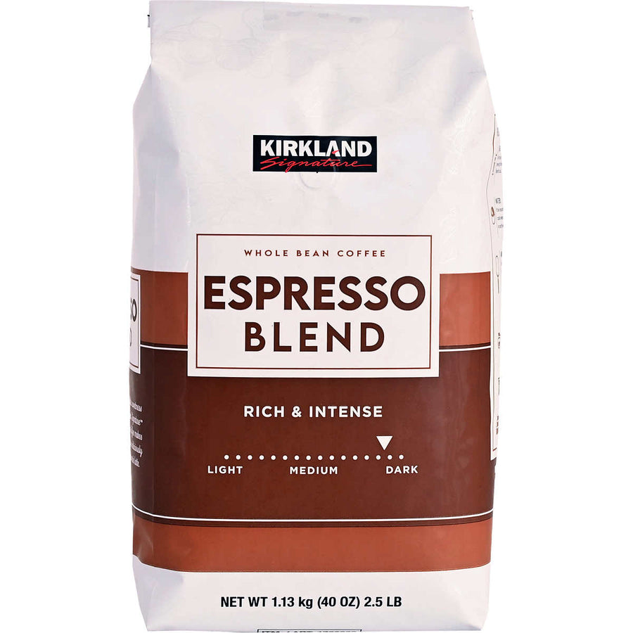 Kirkland Signature Espresso Blend Whole Bean Coffee Dark Roast 2.5 Pounds Image 1