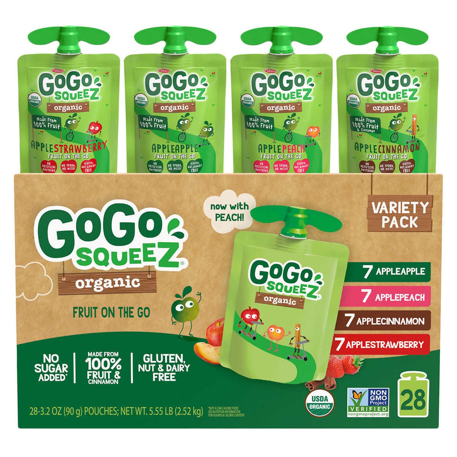 GoGo SqueeZ Organic Applesauce Variety Pack 3.2 Ounce (28 Count) Image 1