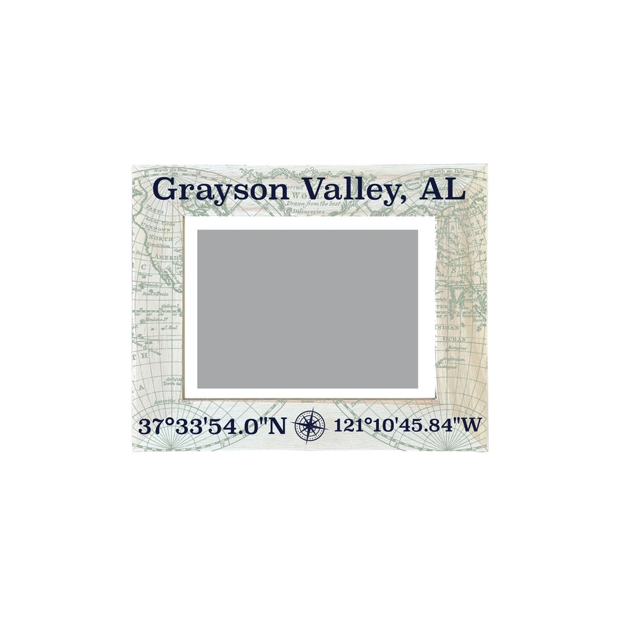 Grayson Valley Alabama Wooden Photo Frame Compass Coordinates Design Matted to 4 x 6" Image 1