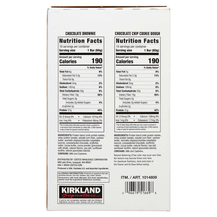 Kirkland Signature Protein Bar Energy Variety Pack 2.12 Ounce (20 Count) Image 3