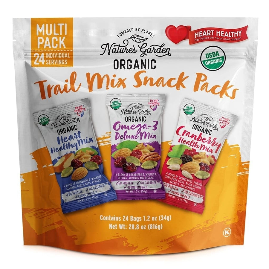 Nature's Garden Organic Trail Mix Snack Packs, Multi Pack 1.2 oz - Pack of 24 Image 1