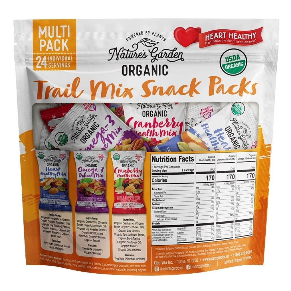 Nature's Garden Organic Trail Mix Snack Packs, Multi Pack 1.2 oz - Pack of 24 Image 2