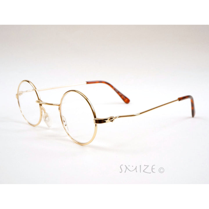Lennon Style Round Metal Reading Glasses Black Gold Small Size Readers Image 3