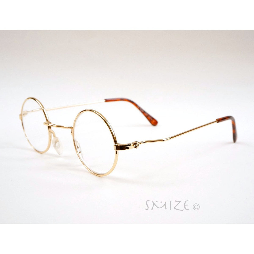 Lennon Style Round Metal Reading Glasses Black Gold Small Size Readers Image 1