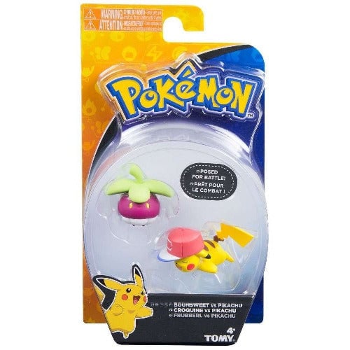 Action Figure Toy - Pokemon - Bounsweet VS Pikachu - 3 Inch - Plastic Image 1