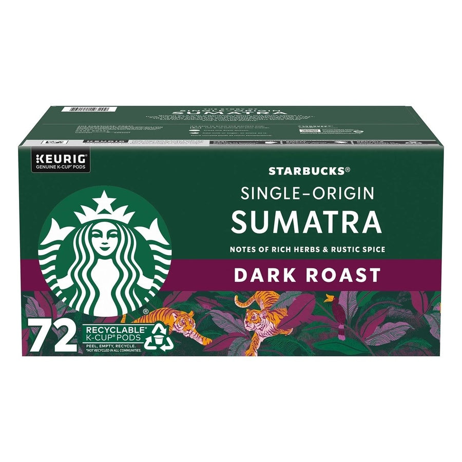 Starbucks Dark Roast K-Cup Coffee Pods Single-Origin Sumatra (72 Count) Image 1