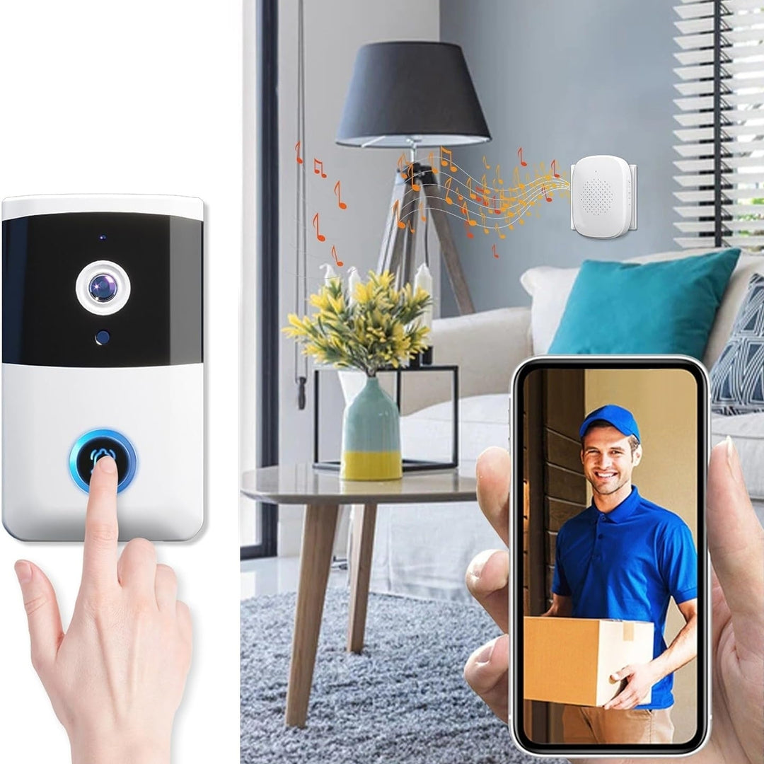 Smart Wireless Remote Video Doorbell Remote Intelligent Visual Home Intercom HD 1080P Night Vision WiFi Rechargeable Image 1