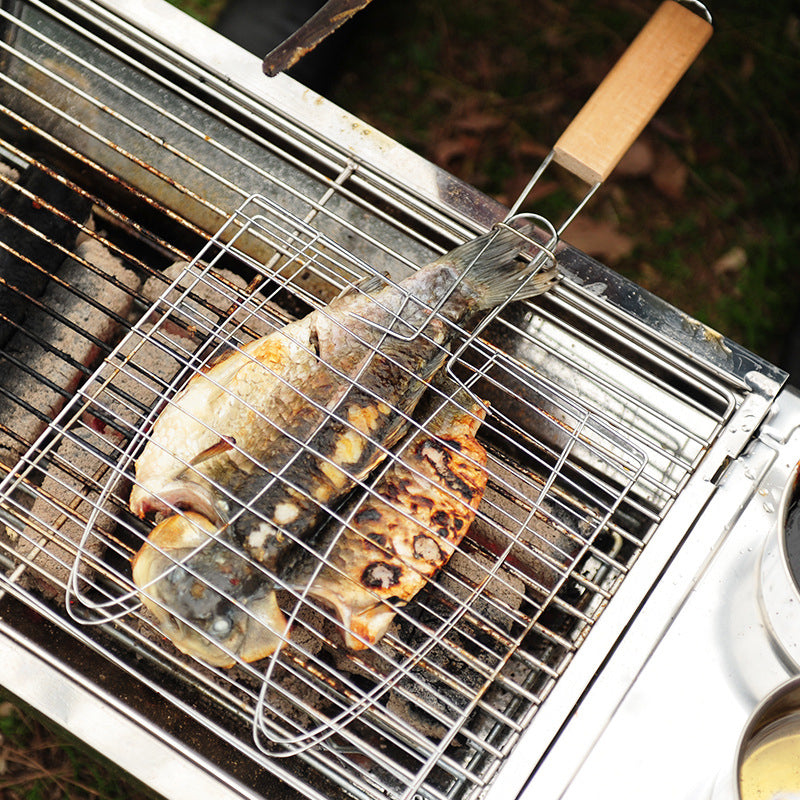 BBQ Barbecue 2 Fish Grilling Basket Roast Grill Tool Image 2