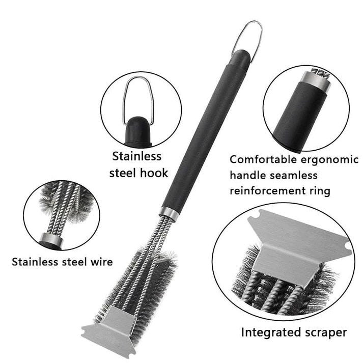 BBQ Stainless Steel Grill Barbecue Kit Cleaning Brush Image 3