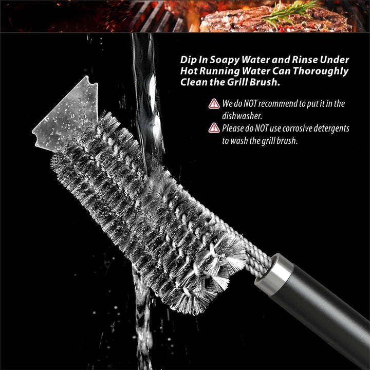 BBQ Stainless Steel Grill Barbecue Kit Cleaning Brush Image 6