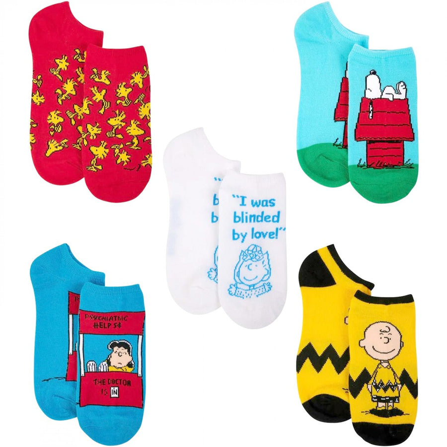 Peanuts Characters No Show Socks 5-Pack Image 1