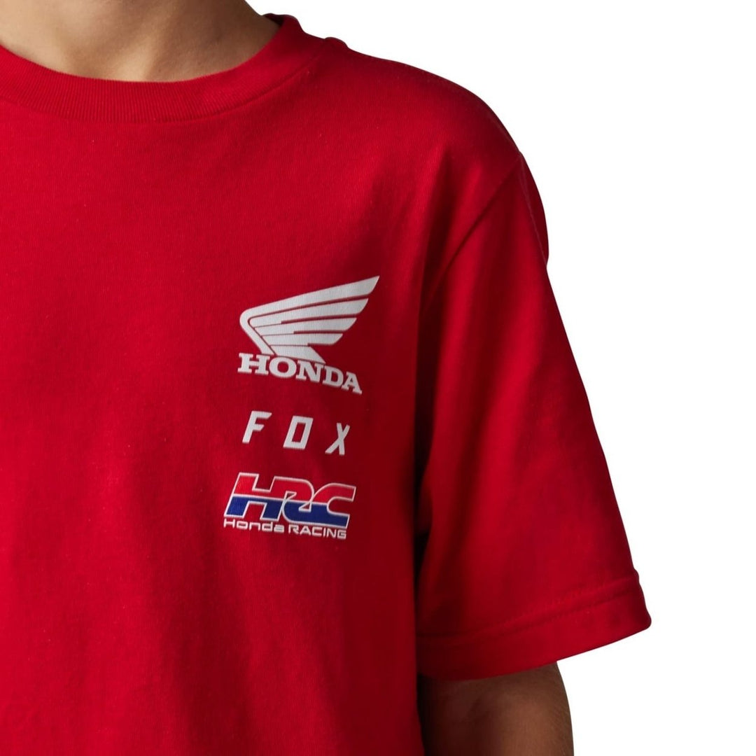 Fox Racing Boys Youth Fox X Honda Short Sleeve Tee FLAME RED Image 4