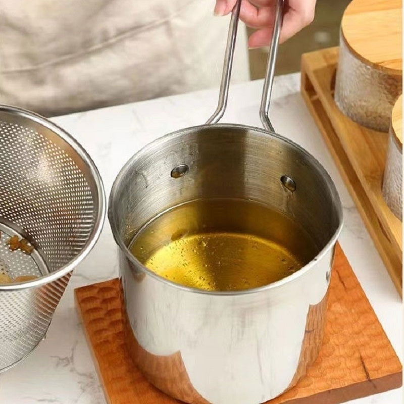 Kitchen Oil Saving Deep Fryer Pot with Strainer Screen Image 2