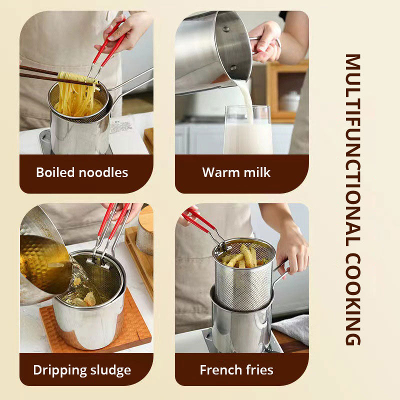 Kitchen Oil Saving Deep Fryer Pot with Strainer Screen Image 4