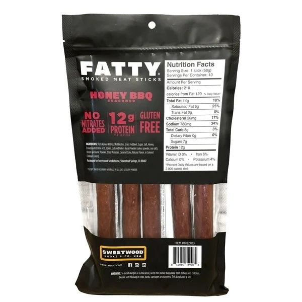 Fatty Smoked Meat SticksHoney BBQ Seasoned10 Count Image 2