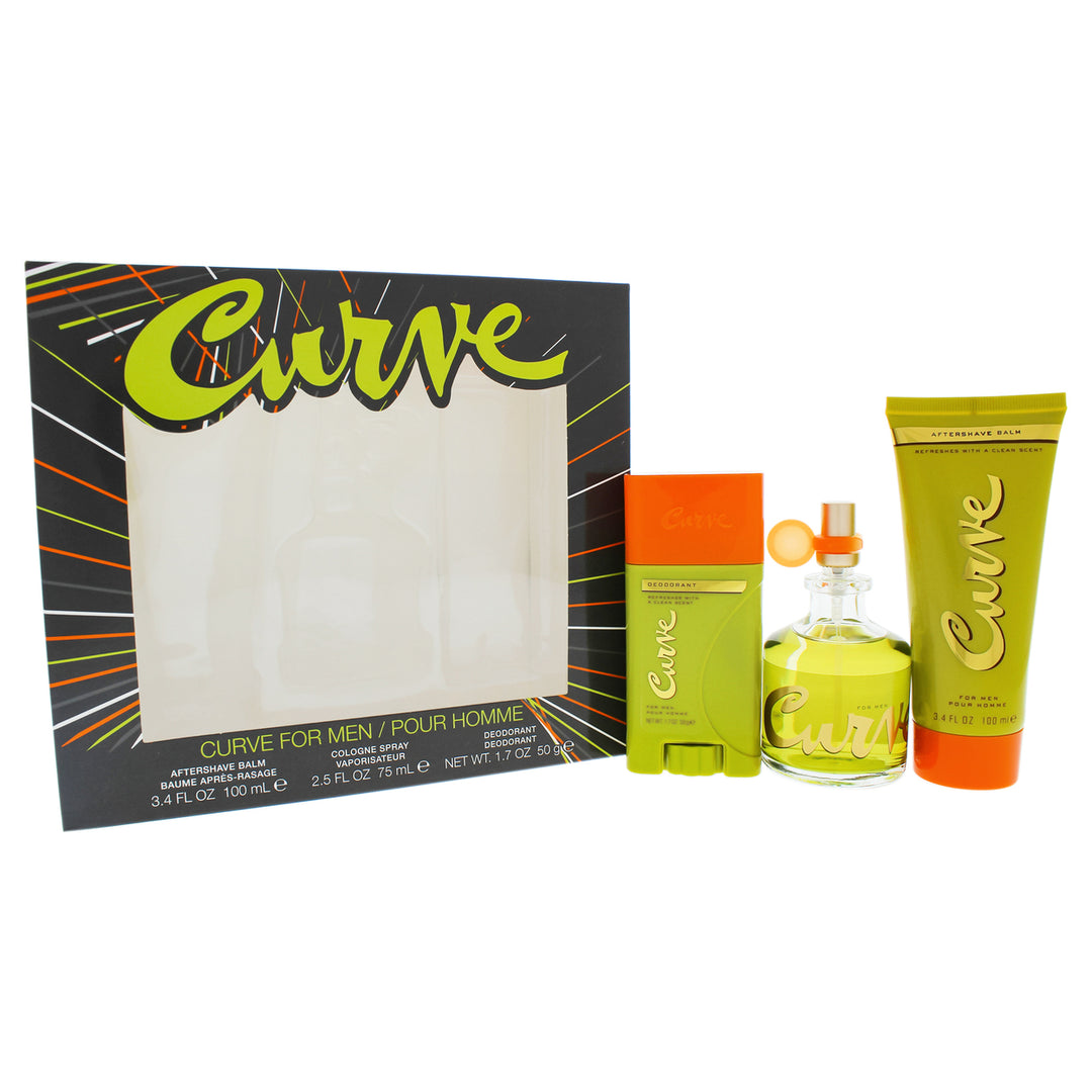 Liz Claiborne Curve 2.45oz Cologne Spray3.4oz After Shave Balm1.7oz Deodorant 3 Pc Gift Set Image 1