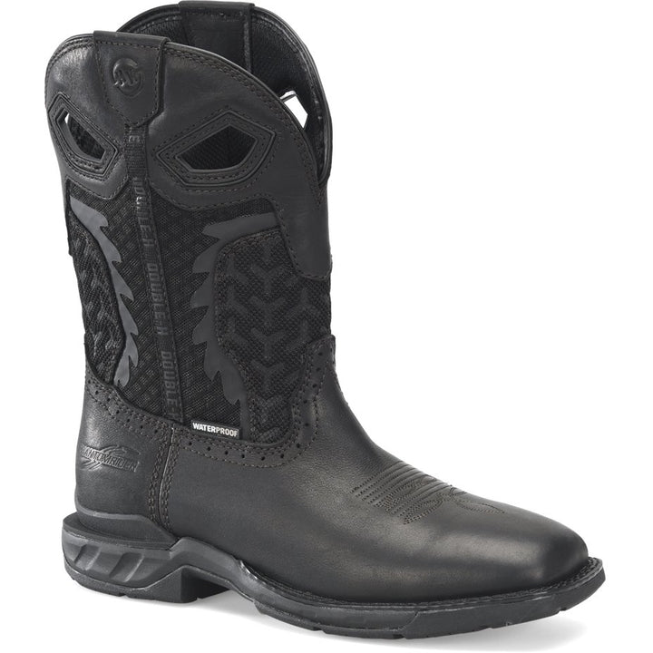 Double-H Boots Mens 11 Shadow Phantom Rider Wide Square Soft Toe Waterproof Roper Black - DH5381 BLACK Image 1