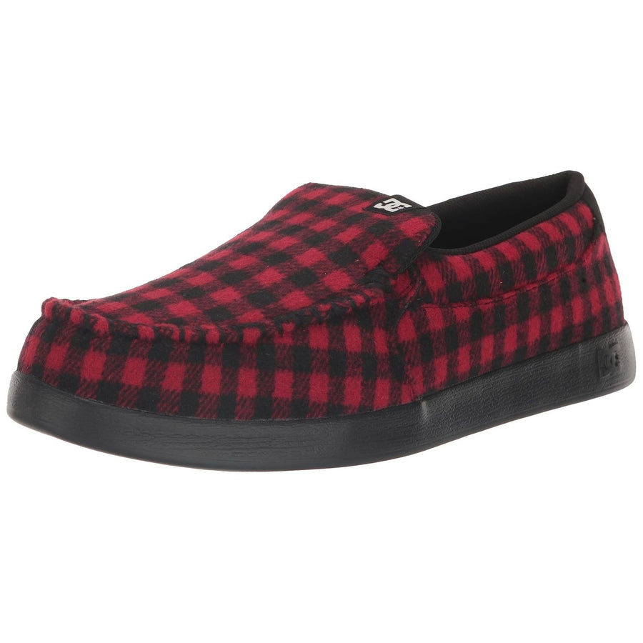 DC Shoes Villain Slip-On Shoes Black Red Plaid Mens Casual ADYS100567-KRP Image 1