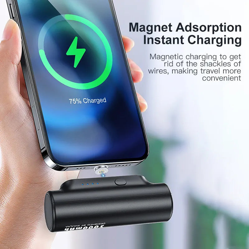 Capsule Mini Emergency Magnetic Power Bank Fast Charging iPhone Samsung Image 2