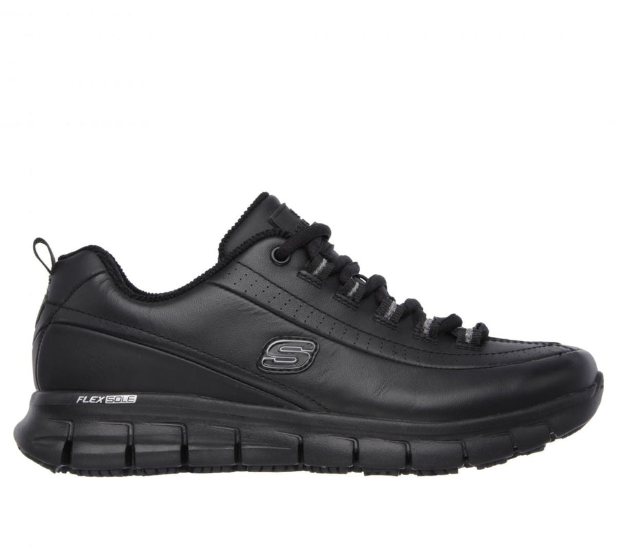 SKECHERS WORK Womens Relaxed Fit Sure Track - Trickel Slip Resistant Work Shoe Black - 76550/BLK  BLACK Image 1