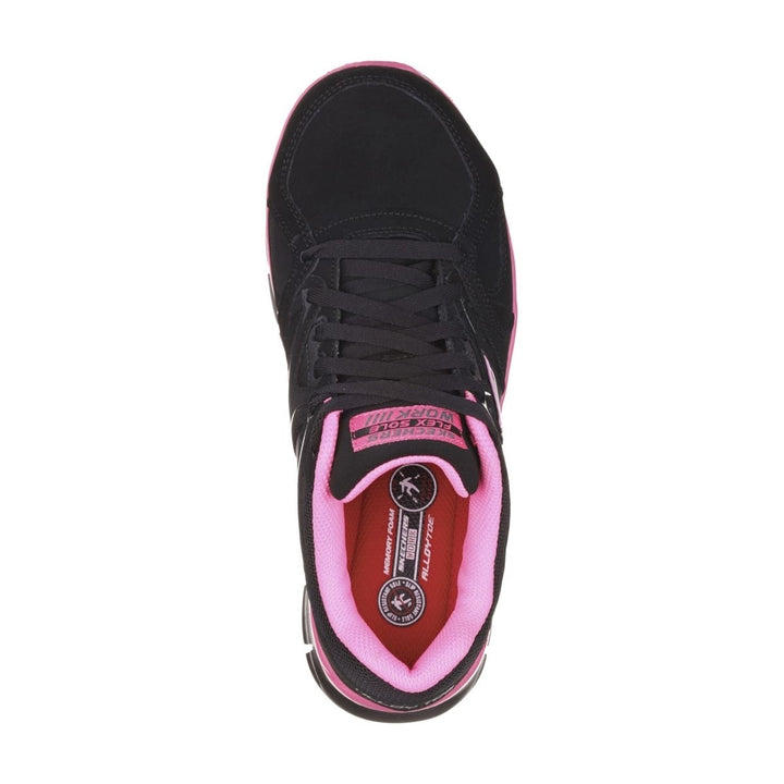 SKECHERS WORK Womens Synergy - Sandlot Alloy Toe Lace-Up Work Shoe Black/Pink - 76553/BKPK 6 BLACK/PINK Image 4