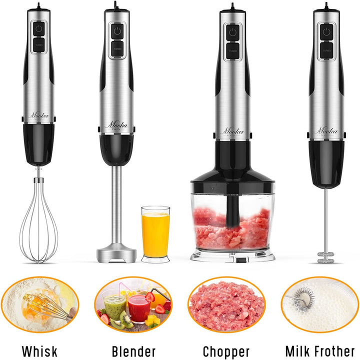 5 Functions Hand Blender Milk Frother Fruit Chopper Set Image 2