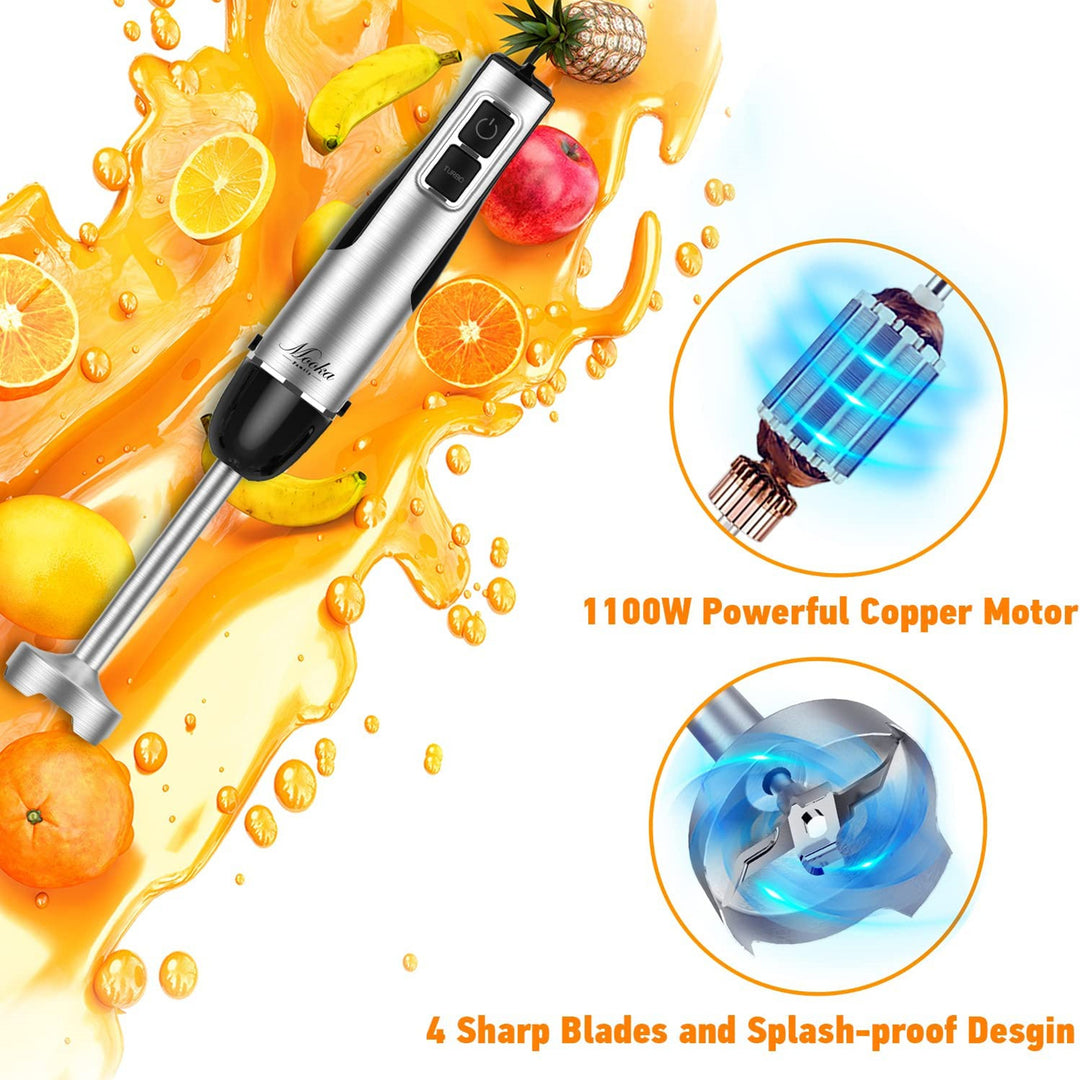 5 Functions Hand Blender Milk Frother Fruit Chopper Set Image 4