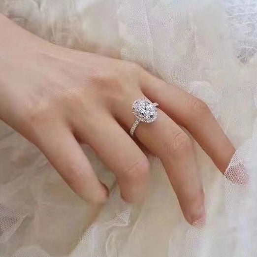 5 sterling silver high carbon diamond proposal pigeon egg ringMosonite diamond ring4 carat diamond ring Image 2