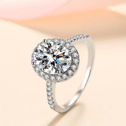 5 sterling silver high carbon diamond proposal pigeon egg ringMosonite diamond ring4 carat diamond ring Image 3