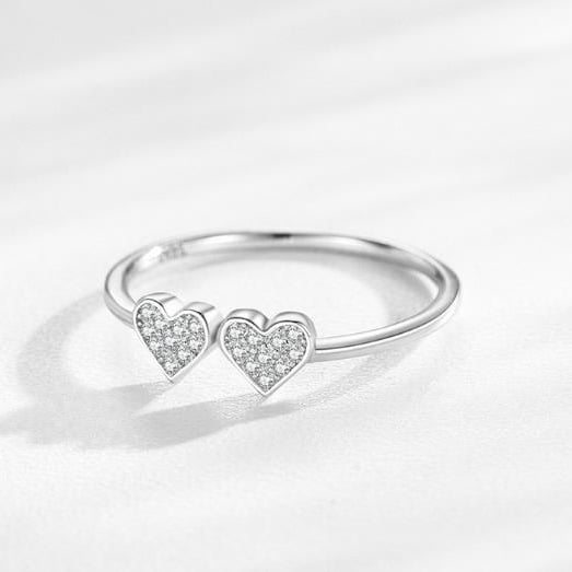 Love Micro Set Diamond Ring Womens Korean Edition Sweet and Fresh Heart shaped Ring Image 3