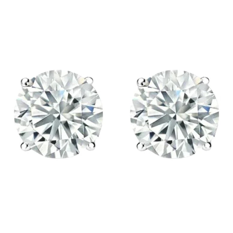 14k White Gold 1/2 Carat Solitaire Created Diamond 2 Pair Round And Princess Stud Earrings Image 2