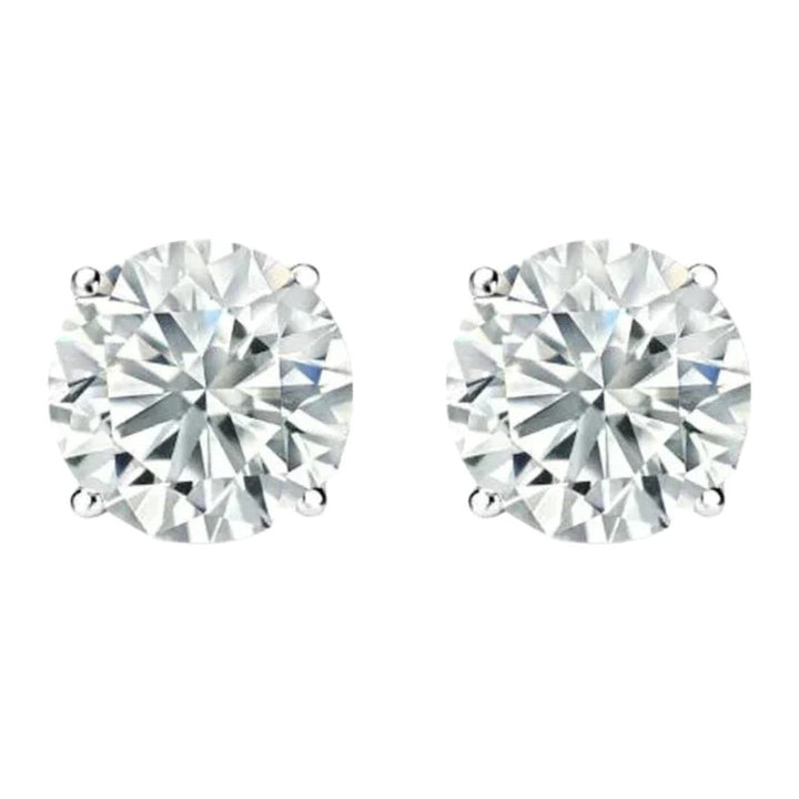 14k White Gold 1/2 Carat Solitaire Created Diamond 2 Pair Round And Princess Stud Earrings Image 2