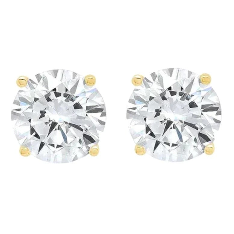 14k White And Yellow Gold 1/4 Carat Solitaire Created Diamond 2 Pair Round Stud Earrings Image 3