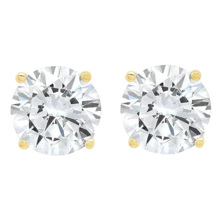 14k White And Yellow Gold 1/4 Carat Solitaire Created Diamond 2 Pair Round Stud Earrings Image 3