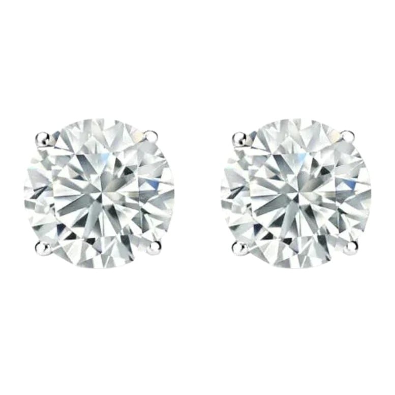 14k White Yellow Gold 1/4ct Solitaire Created Diamond Stud Earrings Round Princess Image 2