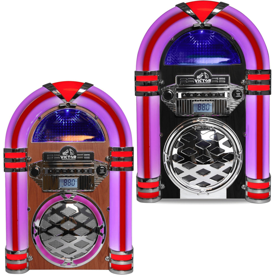 Victor Broadway II Desktop CD Jukebox with Multi-Color LED Lighting and FM Radio Image 1