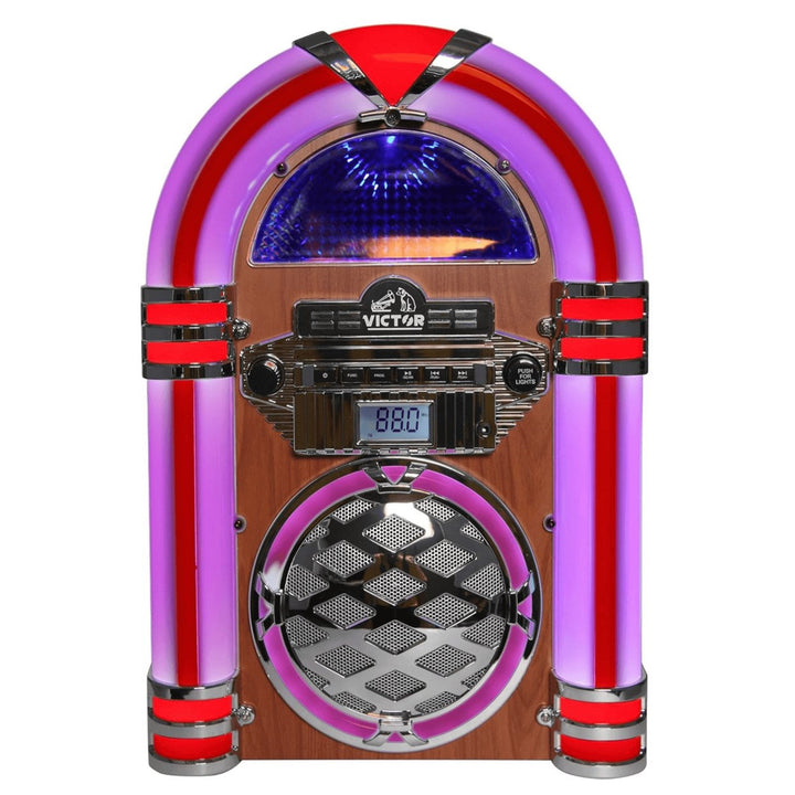 Victor Broadway II Desktop CD Jukebox with Multi-Color LED Lighting and FM Radio Image 3