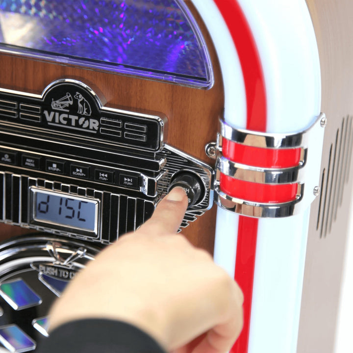 Victor Broadway II Desktop CD Jukebox with Multi-Color LED Lighting and FM Radio Image 9