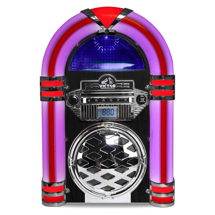 Victor Broadway II Desktop CD Jukebox with Multi-Color LED Lighting and FM Radio Image 2