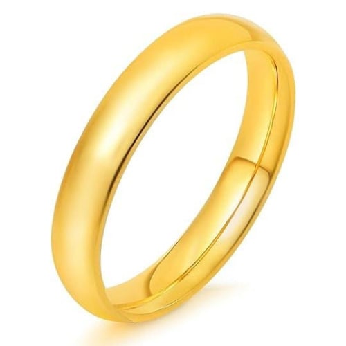 Paris Jewelry 24K Yellow Gold High Polish 4mm Classic Wedding Ring Unisex Image 1