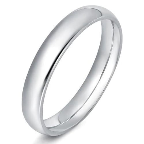 Paris Jewelry 24K White Gold Plated Classic Wedding Ring 6mm for Men Women Image 1