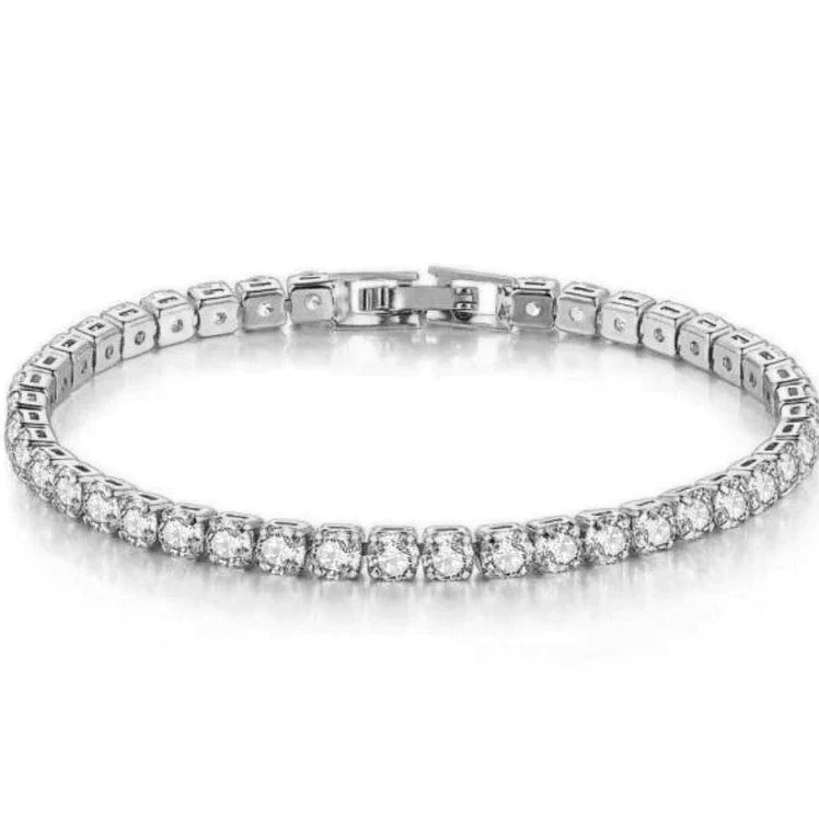 Paris Jewelry 18k White Gold 6 Cttw Created White Sapphire Tennis Bracelet 7.25 Inch Image 1