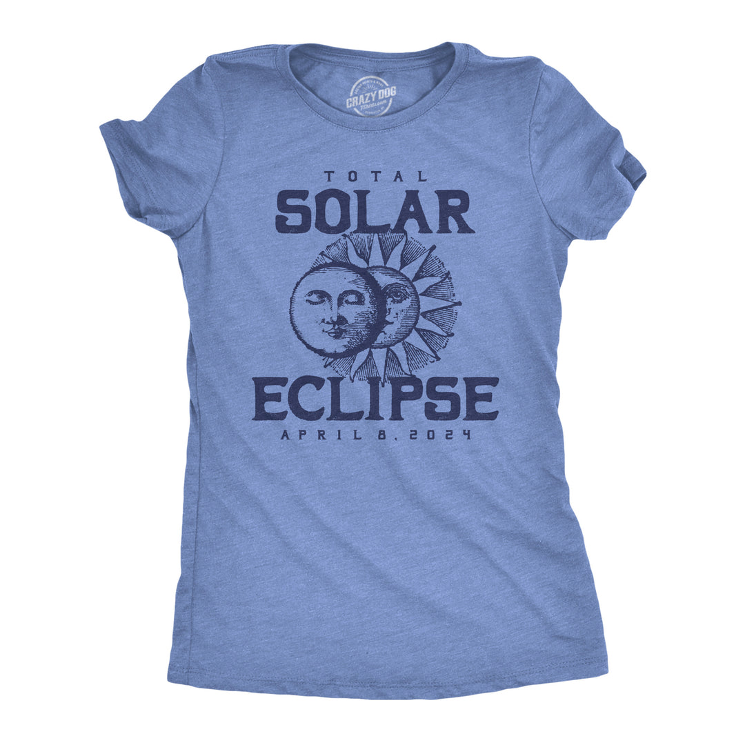 Womens Vintage 2024 Total Solar Eclipse Funny T Shirt Novelty Graphic Tee For Ladies Image 1