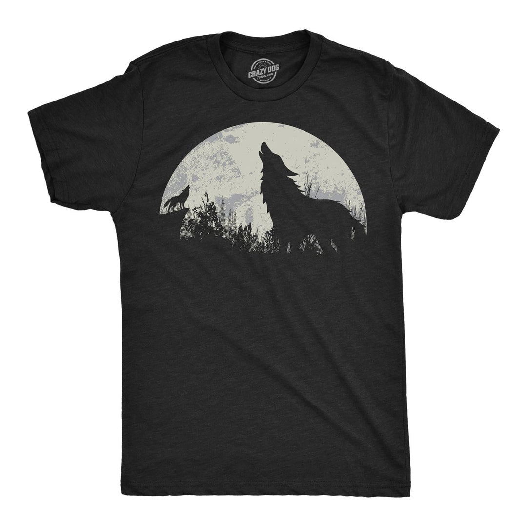 Mens Funny T Shirts Moon Wolves Novelty Graphic Tee For Men Image 1