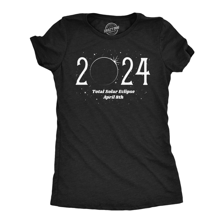 Womens 2024 Total Solar Eclipse Funny T Shirt Novelty Graphic Tee For Ladies Image 1