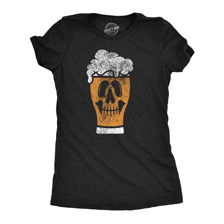 Womens Funny T Shirts Beer Glass Skull Drinking Graphic Tee For Ladies Image 1