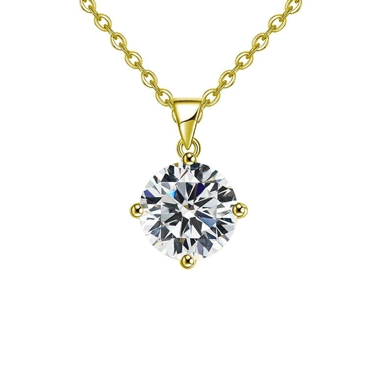 Paris Jewelry 18k Yellow Gold Plated 1 Carat Round Moissanite Pendant Necklace Image 1