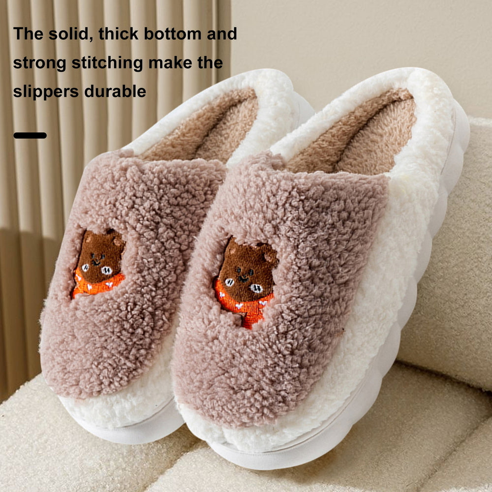 1 Pair Cozy Plush Slippers Warm Durable Cloud-Like Comfort Autumn Winter Women Men Home Use Slippers Image 2